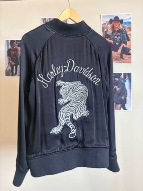 Harley-Davidson Black Jacket with White Embroidered Tiger